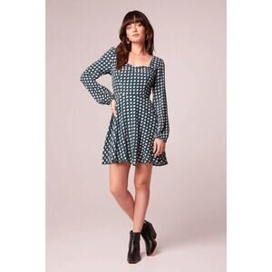 Band of the Free Genevieve Teal Print Long Sleeve Mini Dress XS NWT